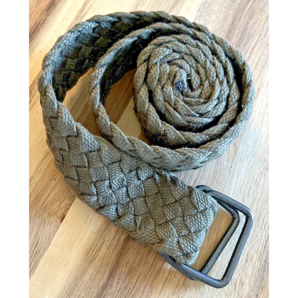 Green 34 MILITARY STYLE DOUBLE SQUARE BRAIDED WEEVE BELT MENS